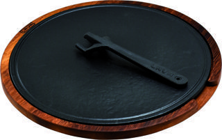 Lava Döküm Ahşap ve Döküm Demir Hot Plate Servis Tahtası. Çap(Ø)34cm.
