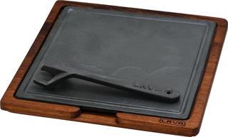 Lava Döküm Ahşap ve Döküm Demir Hot Plate Servis Tahtası. Ölçü 25x25cm.