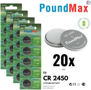 POUNDY 20 X PoundMax CR2450, DL2450,ECR2450, KCR2450 3V Lityum Madeni Düğme Pil