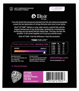 Elixir 12-53 Attune Fosfor Bronz Akustik Gitar Teli