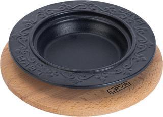 Lava Döküm Oval Döner Sos Tabağı Kayın Servis Ahşabı. Çap(Ø)18cm.