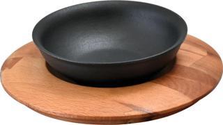Lava Döküm Yuvarlak Çorba Kasesi ve Kayın Servis Ahşabı. Çap(Ø)14cm.
