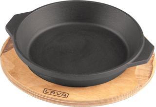 Lava Döküm Yuvarlak Servis Tabağı ve Ahşap altlığı.  Çap(Ø)16cm.