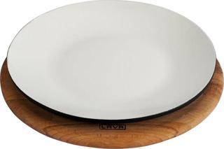 Lava Döküm Yuvarlak Servis Tabağı ve Kayın Servis Ahşabı. İç Sable Çap(Ø)21cm.