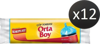 Koroplast Çöp Torbası Orta Boy 15 Li X 12 Paket