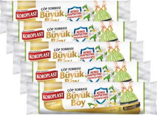 Koroplast Koku Hapsetmeli Büyük Boy Yasemin Kokulu Büzgülü Çöp Torbası 65x70cm - 10'lu X 5 Adet Avantajlı