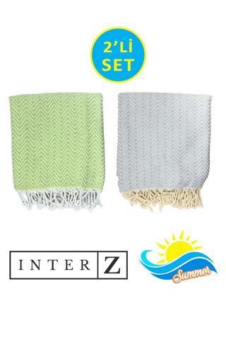 INTER Z 2'li Set Peştemal Plaj Havlusu ,  , Xxl , Marmaris, Fıstık Yeşili Mavi Fıstık Yeşili Gök Mavisi
