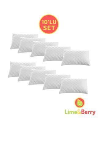 Lime and Berry Lime&berry 10'lu Set Yastık Koruyucu, Pamuklu Kapitoneli Yastık Alezi, 50 X 70 Cm Beyaz