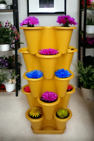 5 Katlı Şanslı Yonca Kule Saksı Seti | Çiçek Bitki Sebze Meyve Salon Mutfak Banyo Bahçe Saksı Seti A