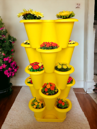 5 Katlı Şanslı Yonca Kule Saksı Seti | Çiçek Bitki Sebze Meyve Salon Mutfak Banyo Bahçe Saksı Seti S