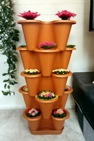 5 Katlı Şanslı Yonca Kule Saksı Seti | Çiçek Bitki Sebze Meyve Salon Mutfak Banyo Bahçe Saksı Seti K