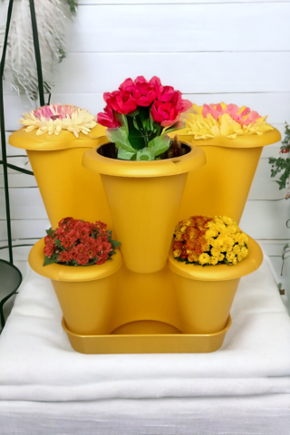 2 Katlı Şanslı Yonca Kule Saksı Seti | Çiçek Bitki Sebze Meyve Salon Mutfak Banyo Bahçe Saksı Seti S