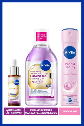 Skin Glow Aydınlatıcı Serum 30ml, Micellar Makyaj Temizleme Suyu 400ml ve Sprey Deodorant