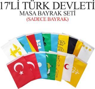 17'li Türk Devletleri Masa Bayrağı Seti 15x22,5( Sadece Bayrak)