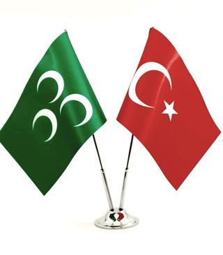 Türk-Yeşil Üç Hilal Masa Bayrağı