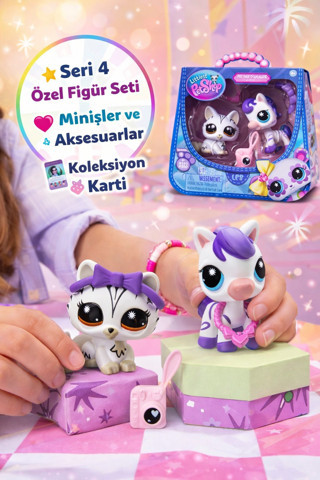 Littlest Pet Shop Seri 4 Tekli Figür Minişler Pet Pairs Stylin' Stripes Zebra Kedi 2'li Set