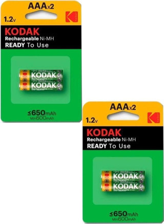 Kodak Ince Şarj Edilebilir Aaa 650 Mah 2 Li 2 Paket Kumanda Pili Şarjlı Ni-mh 2 Paket Doldurulabilir Pil