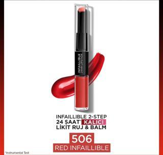 L'Oréal Paris Infaillible 2-Step 24 Saat Kalıcı Likit Ruj & Balm - 506 Red Infaillible