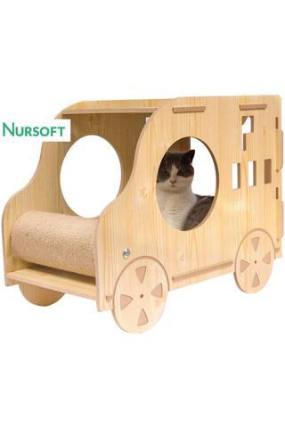 Nursoft Cat Car Ahşap Araba Kedi Evi Nr-0084