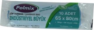 Polmix Büyük Boy Mavi Çöp Torbası 65x80Cm 150 gr 30Mik 50Lt 10lu