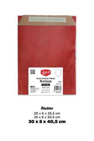 Roll-Up Kraft Hediye Paketi Kırmızı 30x8x40,5x4,5 25li
