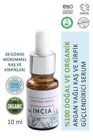 INCIA %100 Doğal Kaş ve Kirpik Güçlendirici Serum Bitkisel Yoğunlaştırıcı Yoğun Bakım Yağı Vegan 10 ml