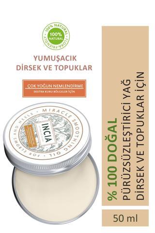 INCIA %100 Doğal Pürüzsüzleştirici Yağ Yoğun Nemlendirici Kremi Organik Dirsek Topuk 50 ml
