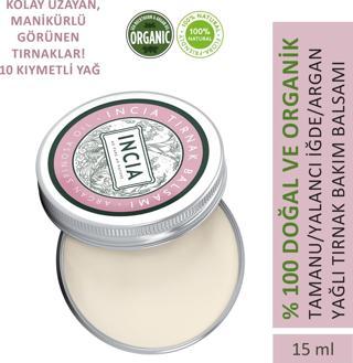 INCIA %100 Doğal Tırnak Bakım Balmı Yoğun Nemlendirici Kremi Argan Yağlı Organik Vegan 15 ml