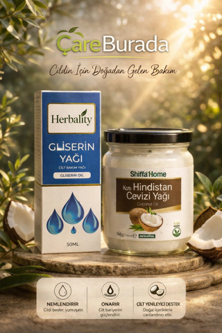 ÇareBurada Gliserin Yağı 50 ml. & Hindistan Cevizi Yağı 150 gr. | Nem Destekleyici Bakım Seti
