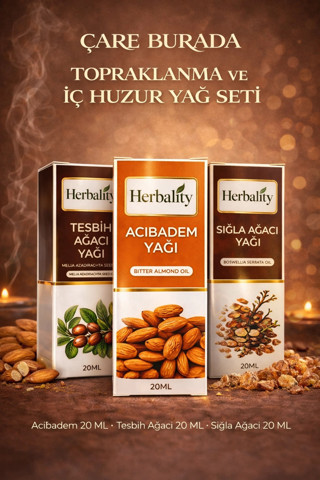 Topraklanma ve İç Huzur Yağ Seti (Acıbadem Yağı & Sığla Ağacı Yağı & Tesbih Ağacı Yağı)