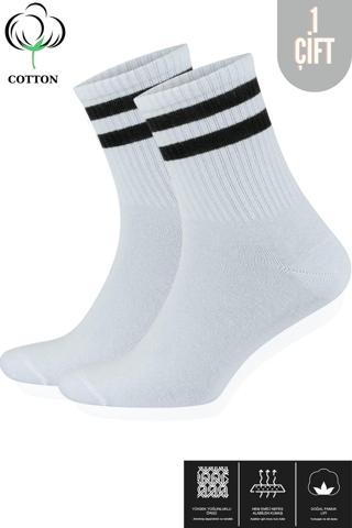 KRAL SOCKS Erkek Kadın Çizgili Kolej Tenis Çorabı Pamuklu Terletmez Çorap