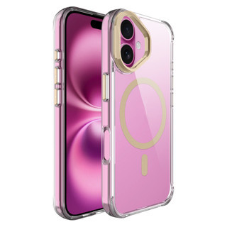 Maks Technology iPhone 17 Kılıf M-safe Şarj Özellikli Airbagli Kamera Standlı MKST Azor Kapak - Gold