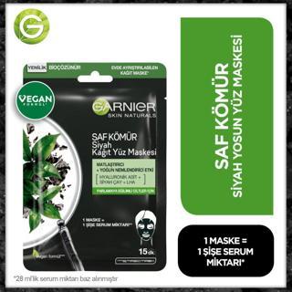 Garnier Skin Naturals Kömürlü Kağıt Yüz Maskesi Siyah Çay