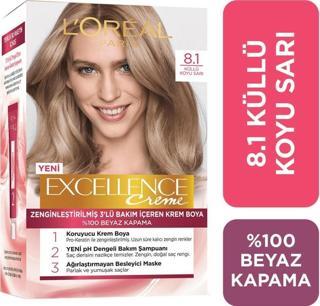 L'Oréal Paris Excellence Creme Saç Boyası 8.1 Küllü Koyu Sarı