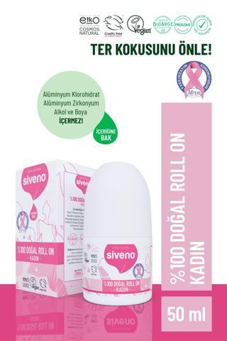 Siveno %100 Doğal Roll On Kadın Deodorant Ter Kokusu Önleyici Bitkisel Leke Bırakmayan Vegan 50 ml