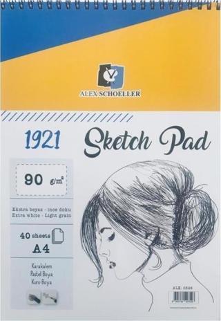 Alex Schoeller Eskiz A4 90 gr Spiralli 40 Yaprak Defter ALX-0526