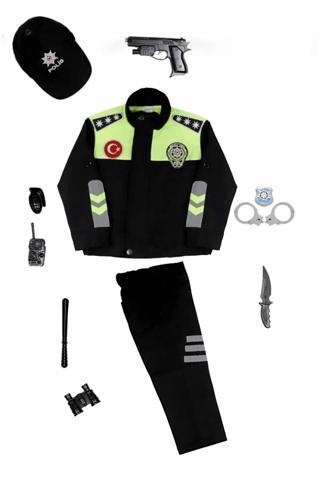 Polis Kostümü Alt Üst + Şapka + Oyuncak seti Çocuk Polis Kostümü - Çocuk Polis Kıyafeti Çocuk Kostüm
