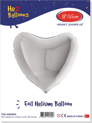 Kalp Folyo Balon 18" -Gümüş-