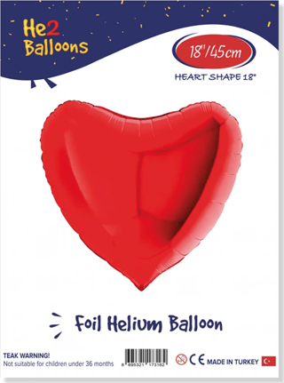 Kalp Folyo Balon 18" -Kırmızı-