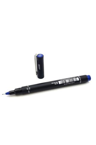 Uni-Ball Pin 0.2 Fine Line Akrilik Uçlu Kalem Teknik Çizim Kalemi Mavi PIN02-200 (12 Li Paket)