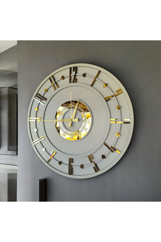 Beyaz Renk Gold Sayılı Hediyelik Ahşap Dekoratif Sessiz Desenli Ev Hediyelik Duvar Saati