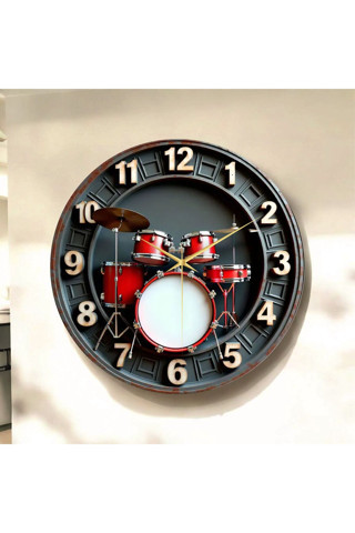 Bateri Müzik Renkli Baskı Desenli Sayılı Yılbaşı Hediyelik Ahşap Sessiz Tablo Duvar Saati