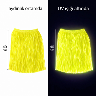 Neon Sarı Hawaii Parti Eteği 40 Cm