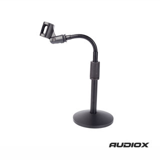 AUDIOX Masaüstü Kürsü Mikrofon Standı Esnek Gooseneck Yuvarlak Taban Siyah Mikrofon Sehpası