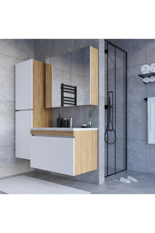 Teta Home Tokyo 80 Cm Mdf Banyo Dolabı Seti + Boy Dolabı