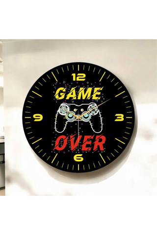 Aa Shop Gamer Oyuncu Renkli Baskı Desenli Sayılı Yılbaşı Hediyelik Ahşap Sessiz Tablo Duvar Saati