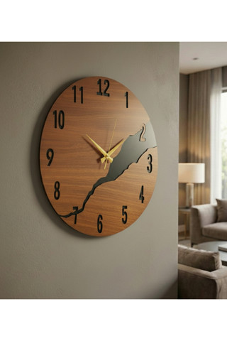 Aa Shop Ahşap Siyah Ceviz Mobilya Renk Desenli Yılbaşı Hediyelik Sessiz Duvar Saati 50cm