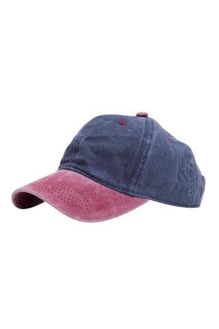 Beyzbol Şapkası %100 Pamuk Düz Eskitme - Yeni Sezon – Son Trend -Bordo Lacivert