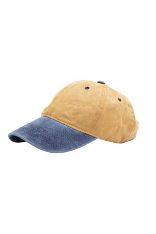 Beyzbol Şapkası %100 Pamuk Düz Eskitme - Yeni Sezon – Son Trend -Sarı Lacivert