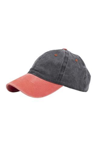 Beyzbol Şapkası %100 Pamuk Düz Eskitme - Yeni Sezon – Son Trend -Turuncu Siyah